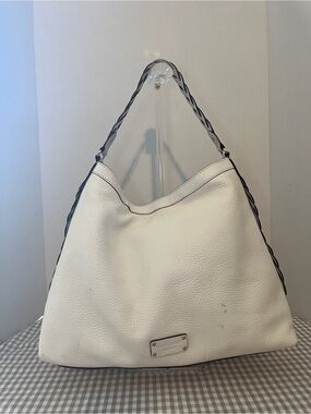 Kate Spade cream pebbled leather hobo bag with braided shoulder strap